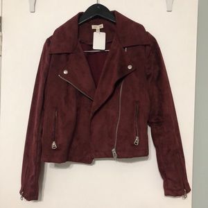 silence + noise suede moto jacket